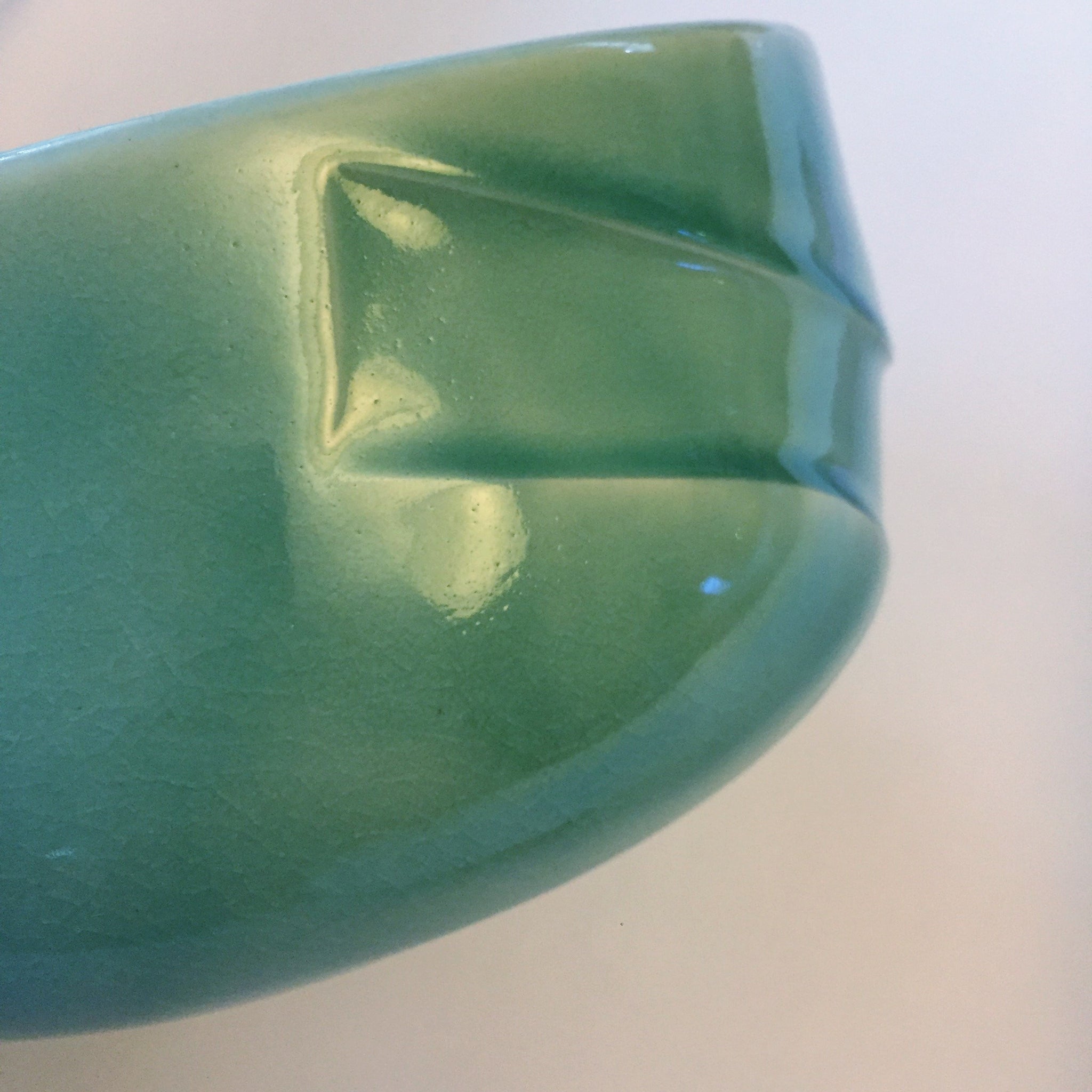 Kelly Pottery Celadon Sculpted Serving Bowl