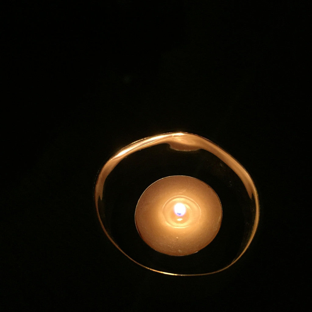 Gold + Robin's Egg Candle Holder
