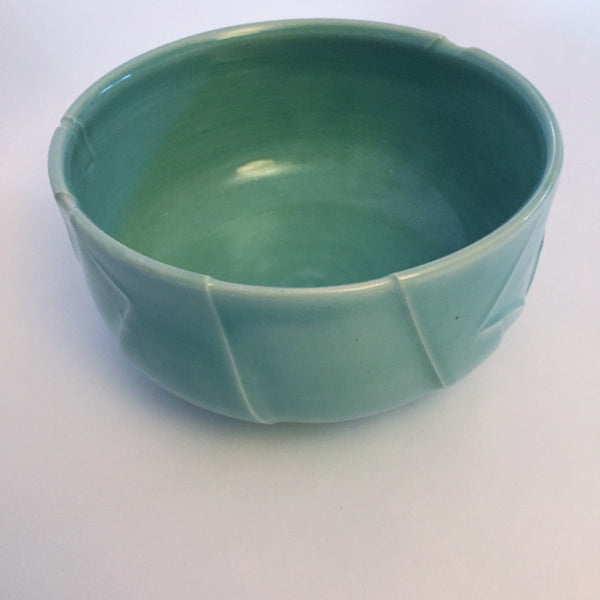 Kelly Pottery Celadon Sculpted Serving Bowl