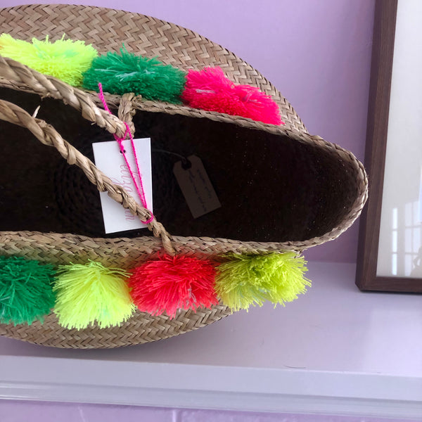 Eliza Gran Large Venice Neon Pom Pom Basket
