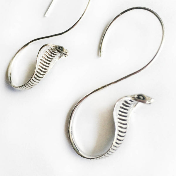 silver cobra snake earrings thailand
