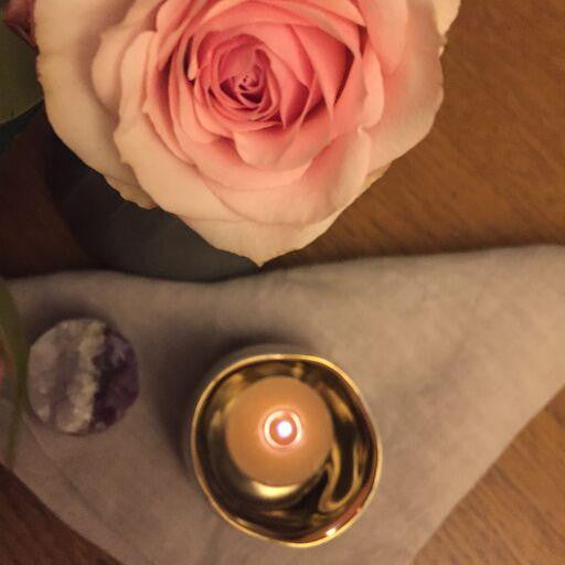 Gold + Robin's Egg Candle Holder