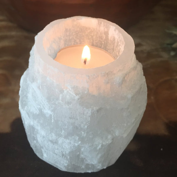 Selenite Candle Holder
