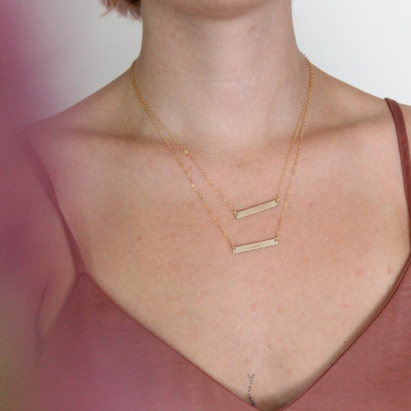 Hand Stamped infinite Silver Bar Necklace