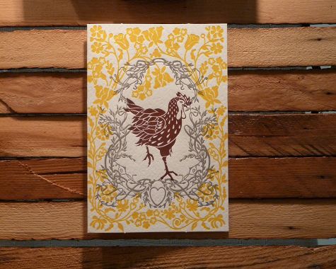 Letterpress Chicken Card