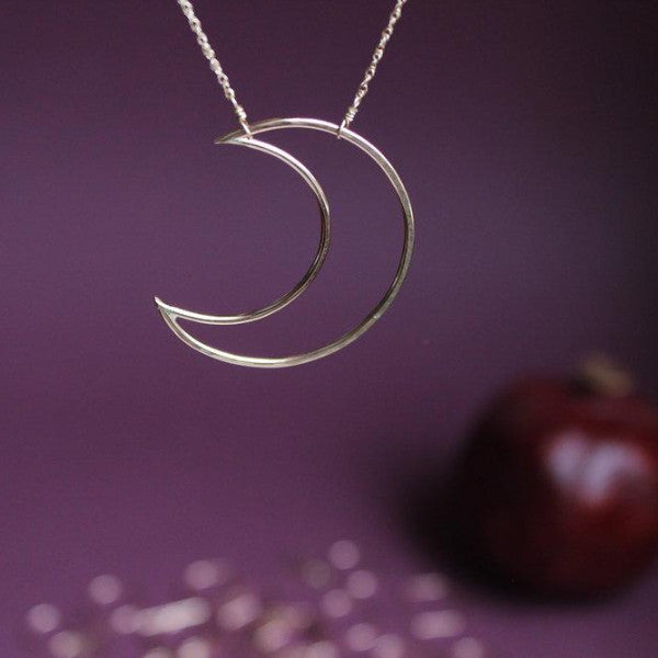 Silver Crescent Moon Necklace