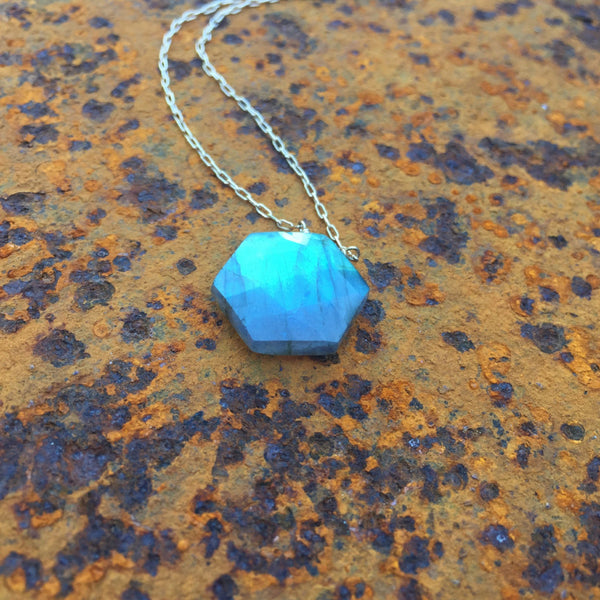 Hexagonal Labradorite Necklace