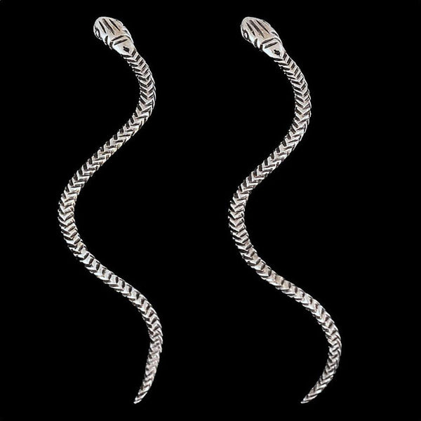 silver snake earrings