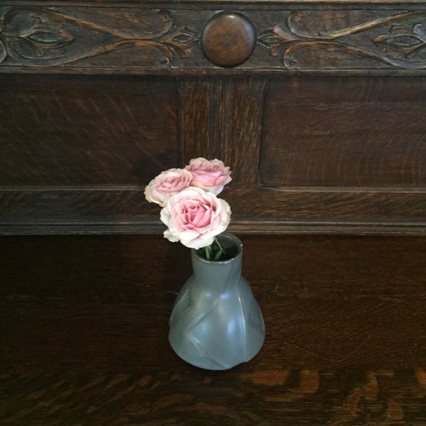Grey Kelly Pottery Etched Bud Vase