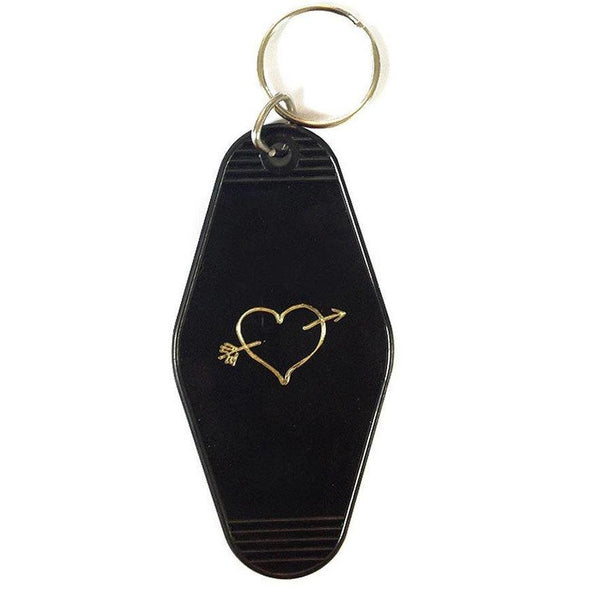 Gold Heart Retro Hotel Keychain