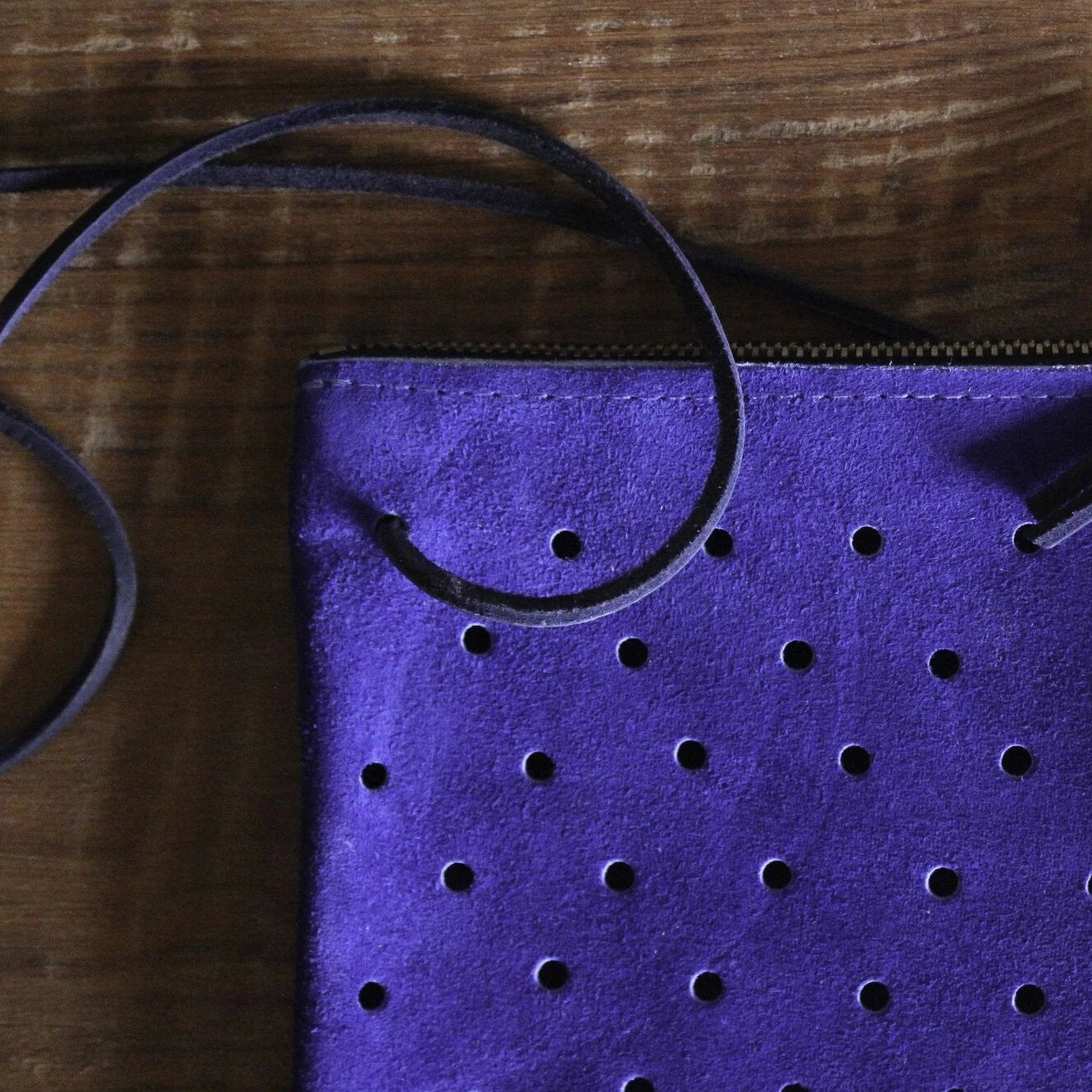Electric Blue Perforated Leather Bag