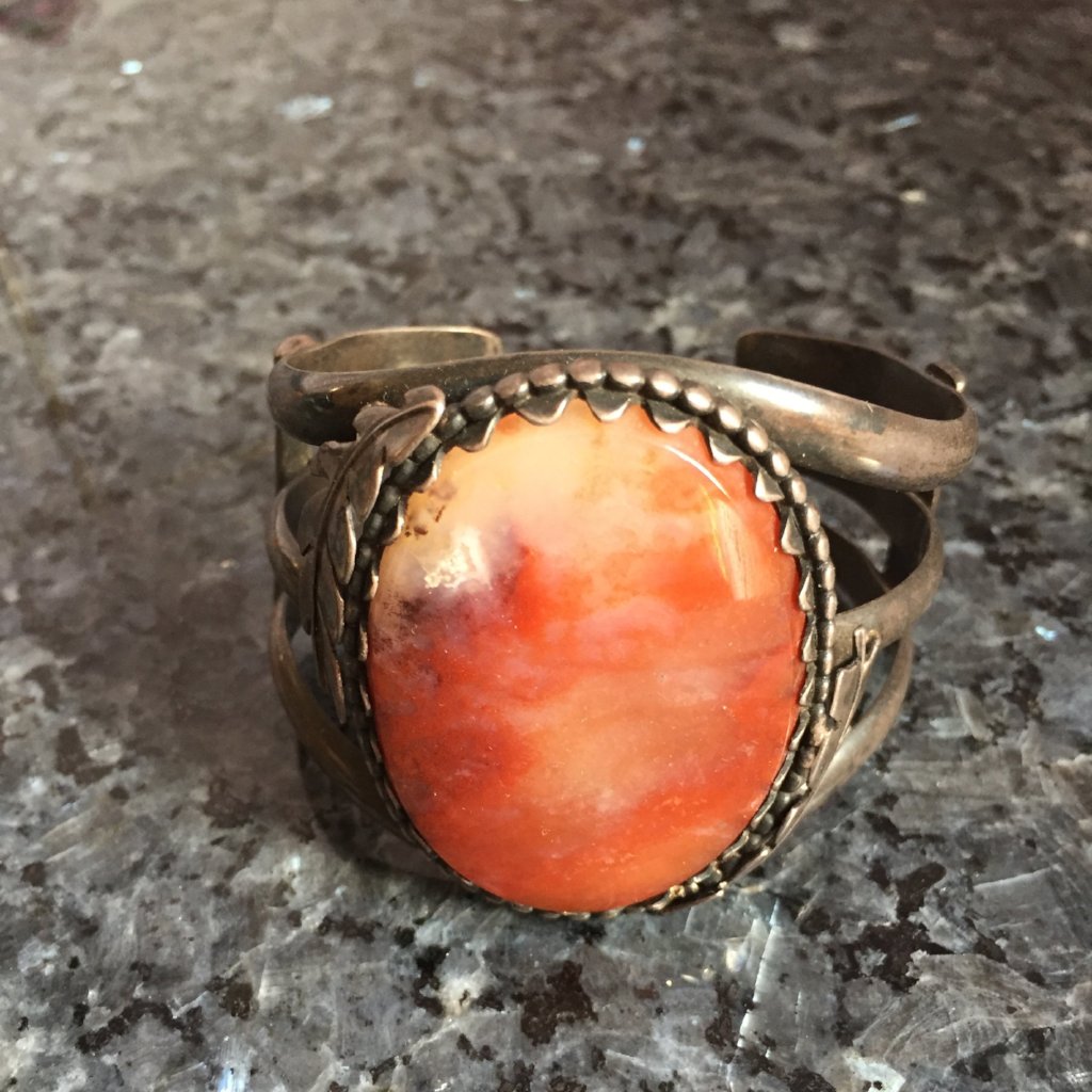 Vintage Sterling Agate Cuff