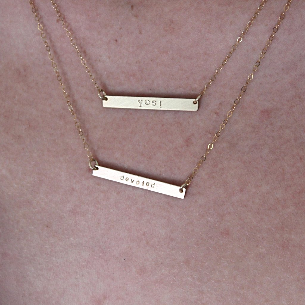 Hand Stamped infinite Silver Bar Necklace