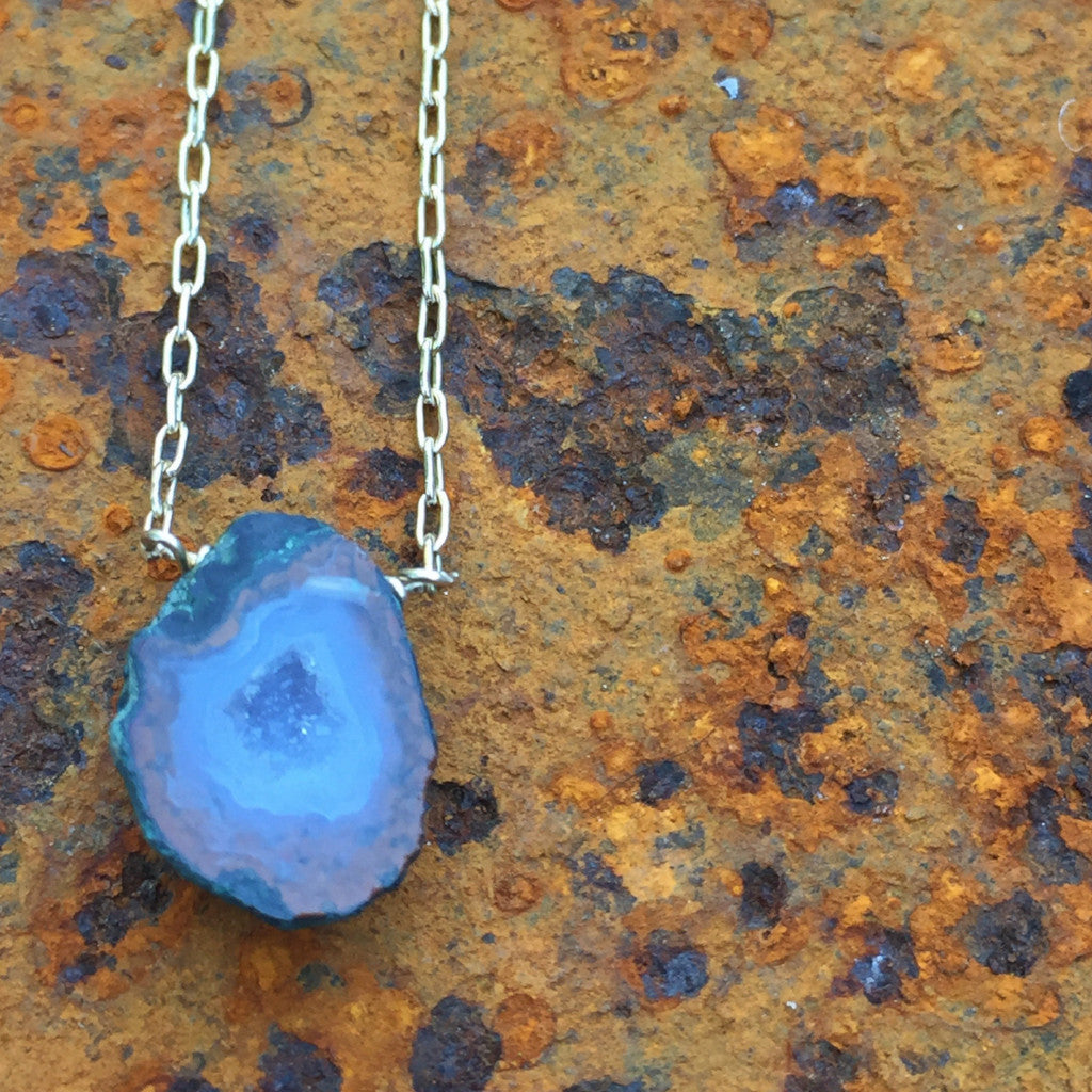 Tiny Geode Drop Necklace