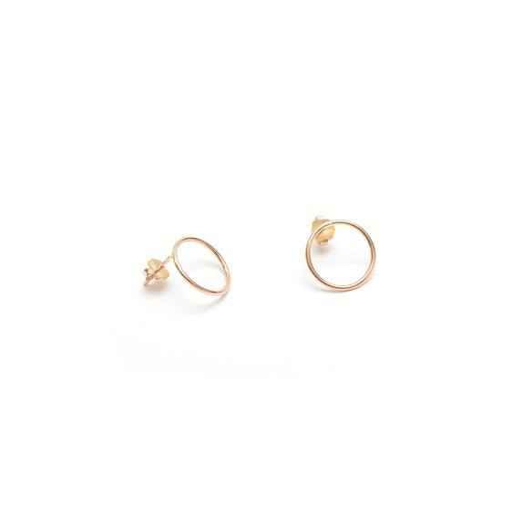 Gold Circle Post Earrings