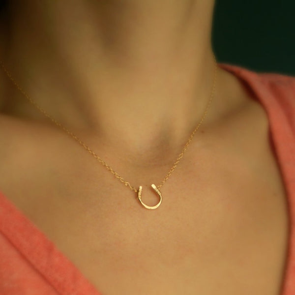 Gold Mini Horseshoe Necklace