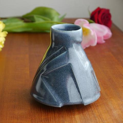 Grey Kelly Pottery Etched Bud Vase