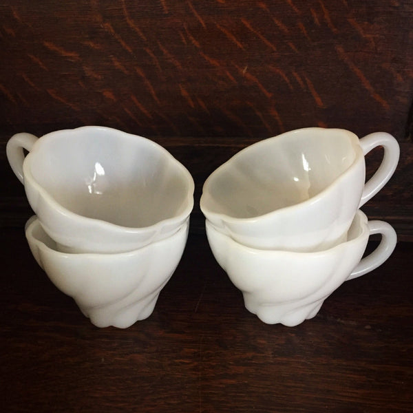 Vintage Milk Glass Cups / set of 4