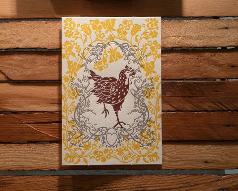 Letterpress Chicken Card