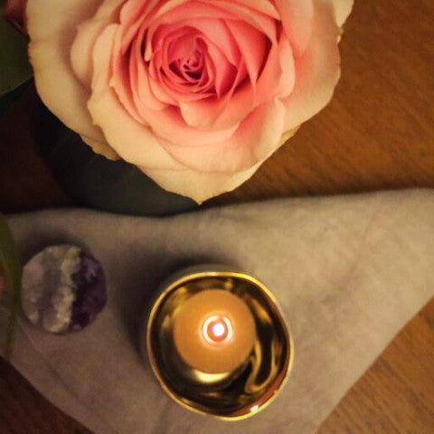 Lilac + Gold Candle Holder